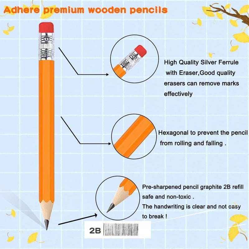 Adhere 25pcs Golf Pencils with Eraser Pre sharpened Hexagon half Wooden Pencils Graphite 2B for Golf Event Scoring,Classroom,Wedding,Company Meetings,Pew, Pocket (Orange) - Image 3